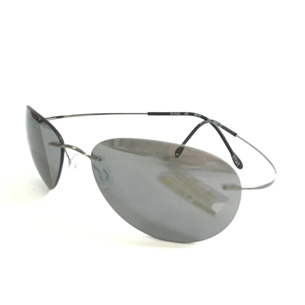 Silhouette Sunglasses M8568 /68 6078 Gray Rimless Frames with Mirror Gray Lenses